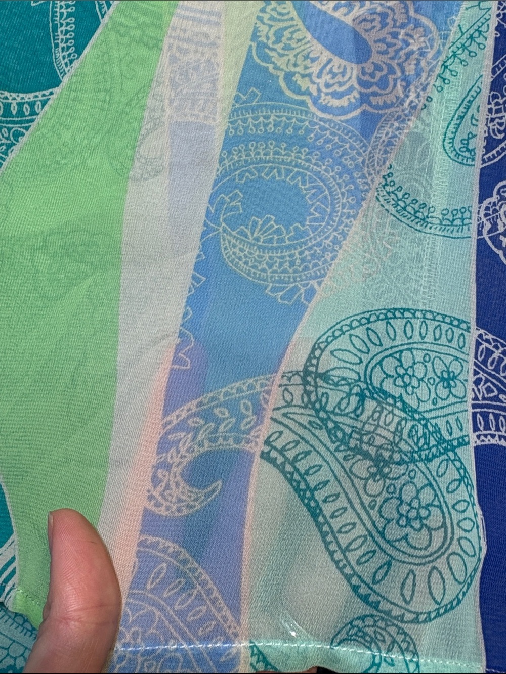 Liz Claiborne Blue, Teal & Green Paisley Sheer Blouse sz M - Picture 5 of 7